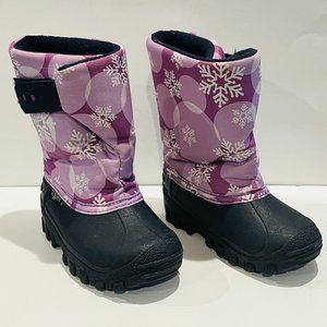 Tundra Boots Kids Teddy 4 (Toddler Girl/Little Kid) Purple White Snowflakes Sz 8